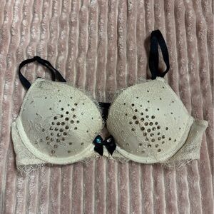 Victoria's Secret Cream Lace Bra with Black Straps